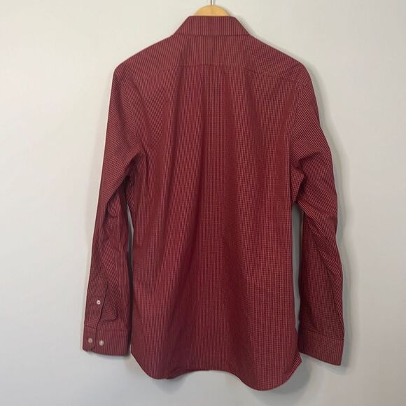 Banana Republic Non Iron Mens Long Sleeve Button Up Dress Shirt Size Large Red - Picture 5 of 9